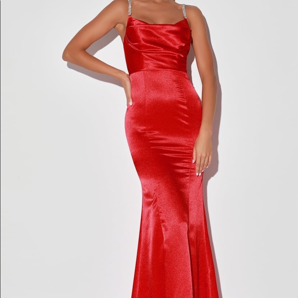 Long red gala dress